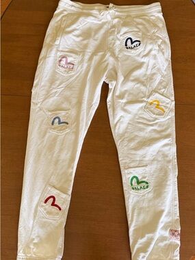 PALACE x Evisu Multi Pocket Joggers in White size XL